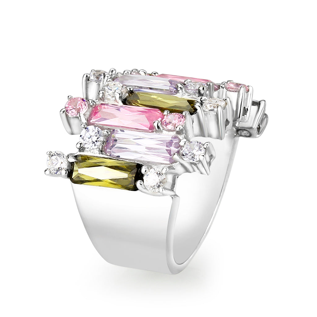 Rhodium Plated Brass Ring with CZ