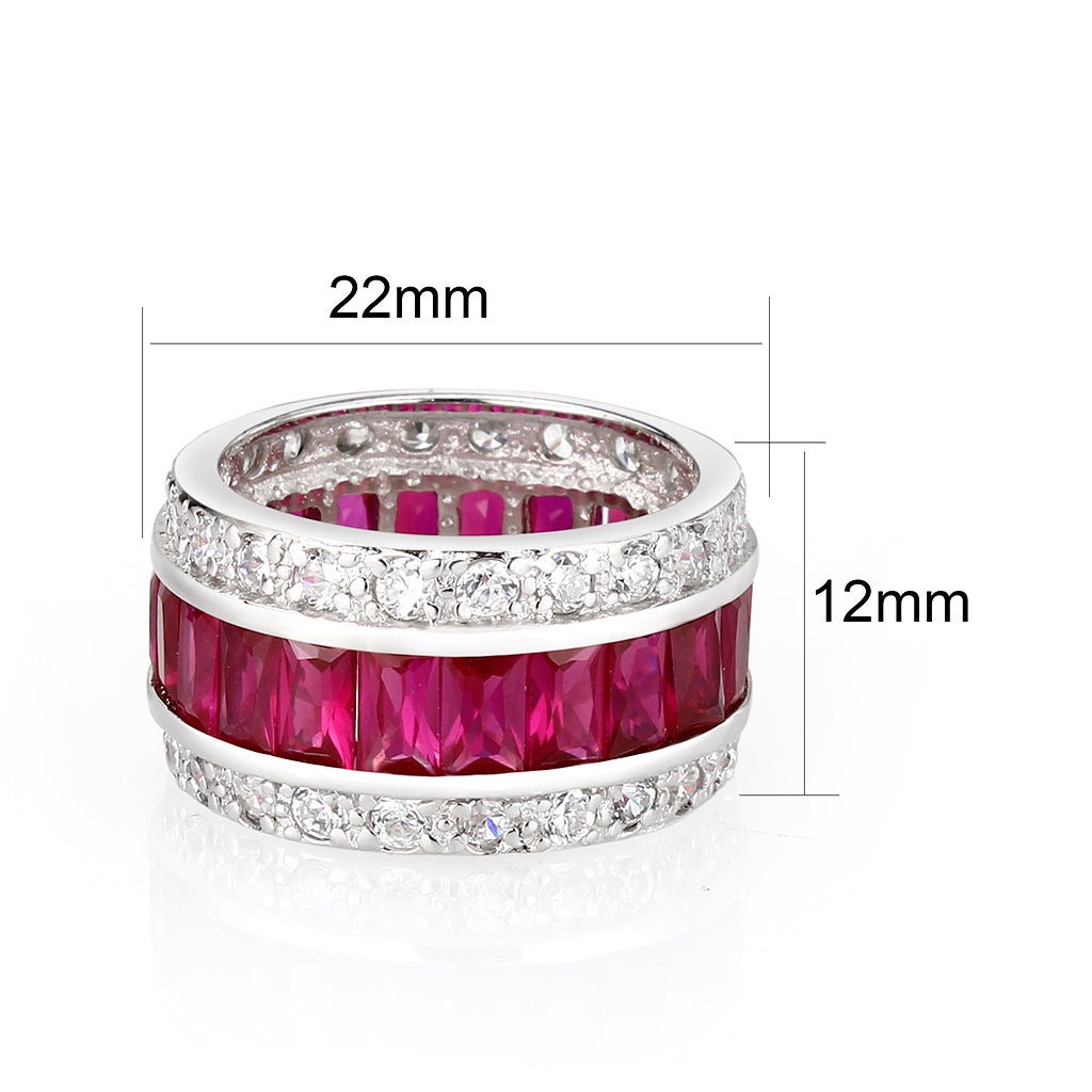 Rhodium Plated Brass Ring with CZ In Red