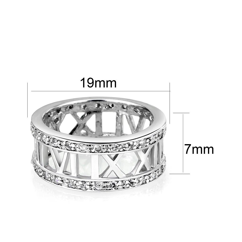 Rhodium Plated Brass Ring with CZ In Clear
