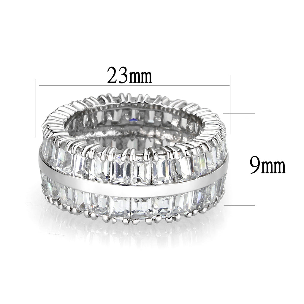 Rhodium Plated Brass Ring with CZ In Clear