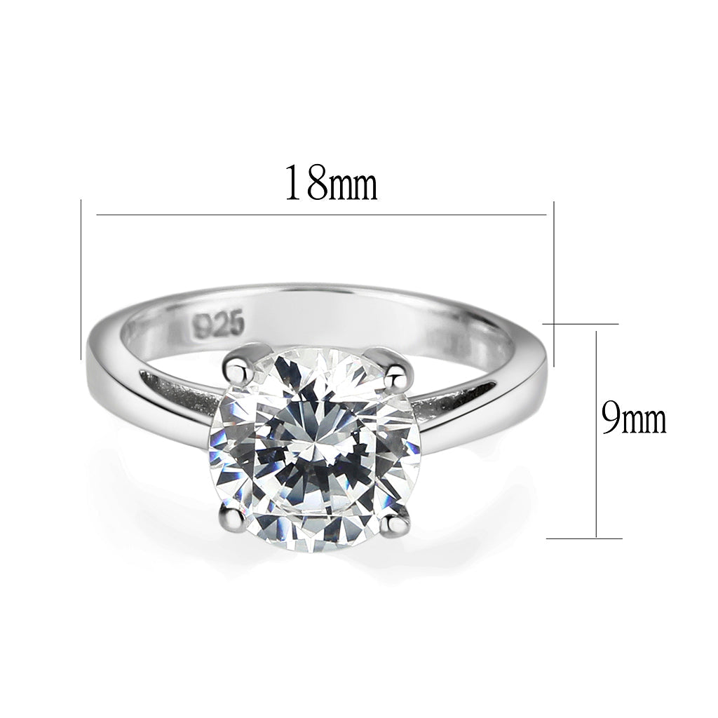 Rhodium Plated Brass Ring with CZ In Clear