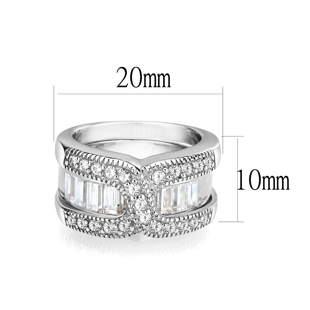 Sterling Silver Ring with CZ In Clear High Polished( NO Plating)