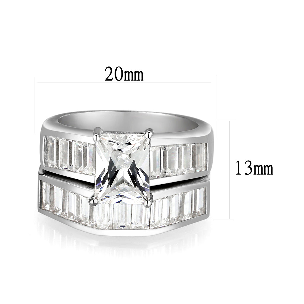 Sterling Silver Ring with CZ In Clear High Polished( NO Plating)