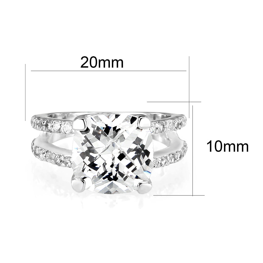 Sterling Silver Ring with CZ In Clear High Polished( NO Plating)
