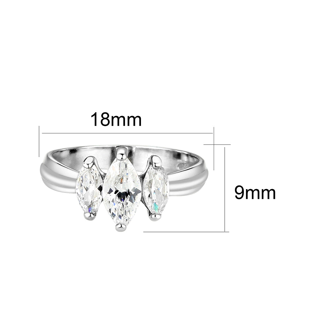 Sterling Silver Ring with CZ In Clear High Polished( NO Plating)