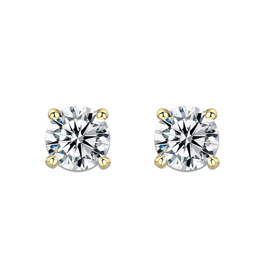 Rhodium Brass Earrings with AAA Grade CZ in Clear