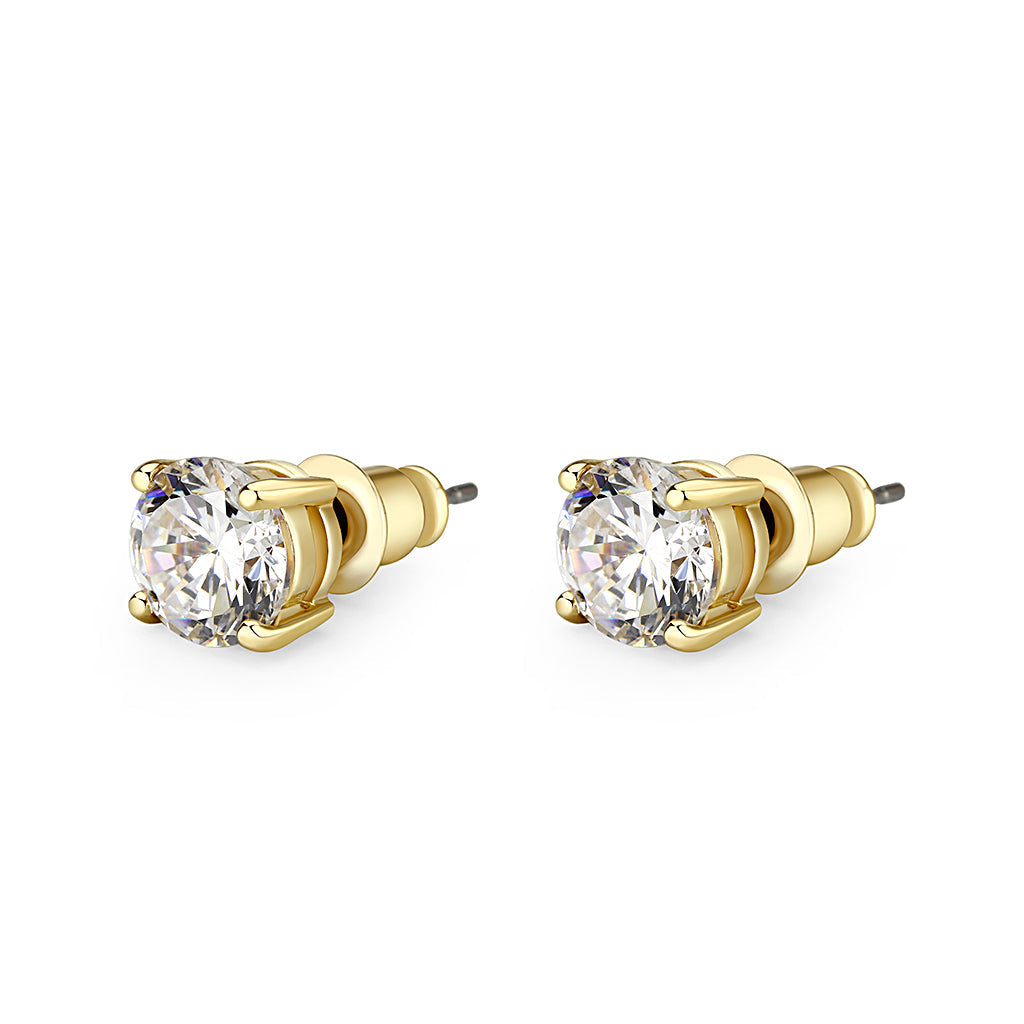 Rhodium Brass Earrings with AAA Grade CZ in Clear