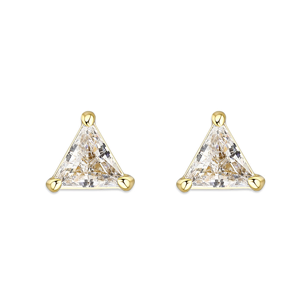 Gold Plated Brass Earrings with AAA Grade CZ in Clear