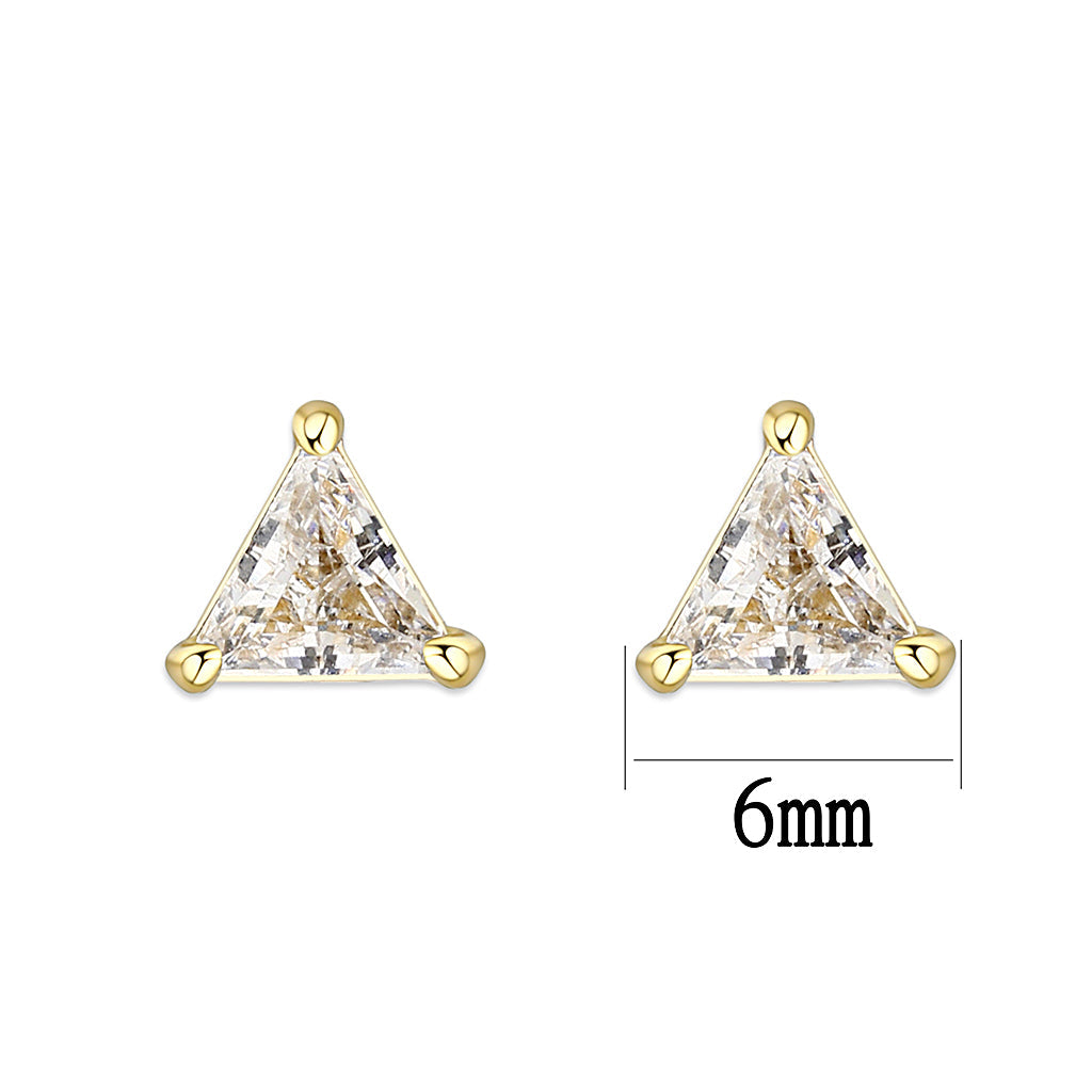 Gold Plated Brass Earrings with AAA Grade CZ in Clear