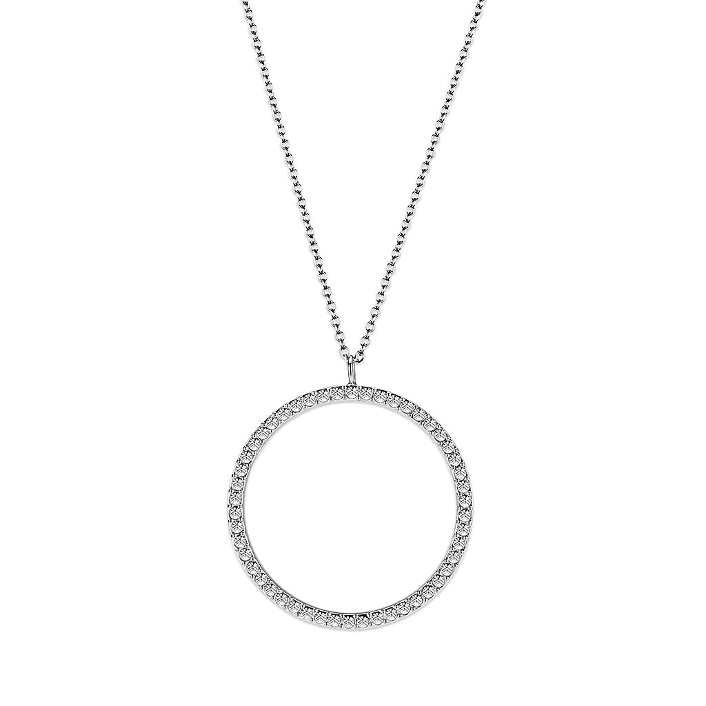 Brass Pendant (Chain Not Included) with Clear Crystal Glass In Rhodium Plated