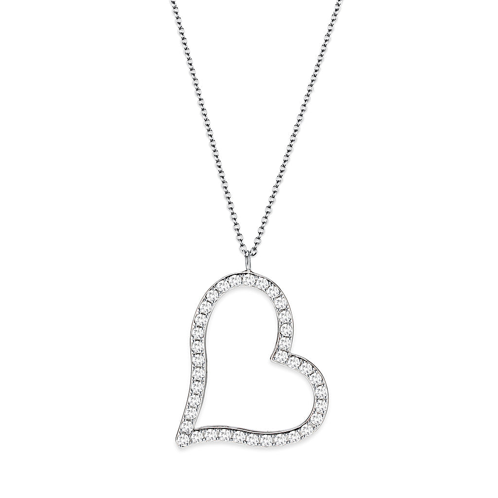 Brass Pendant (Chain Not Included) with Clear Crystal Glass In Rhodium Plated