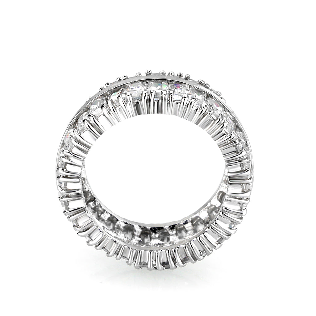 Rhodium Plated Brass Ring with CZ In Clear