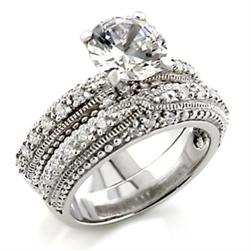 Rhodium Brass Ring with AAA Grade CZ in Clear
