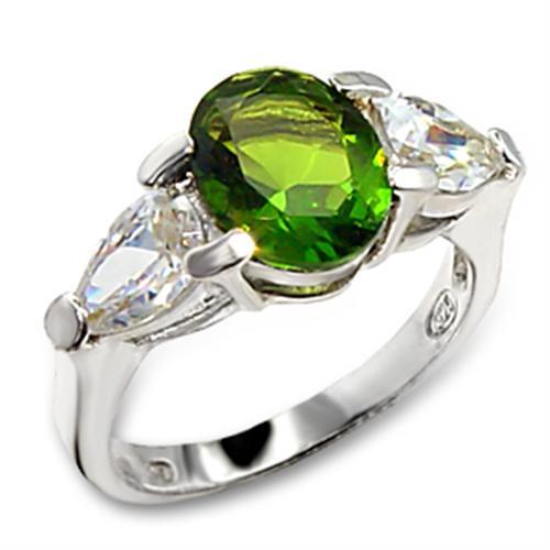 High-Polished 925 Sterling Silver Ring with Synthetic Spinel in Peridot