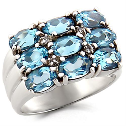 High-Polished 925 Sterling Silver Ring with Synthetic Spinel in Sea Blue