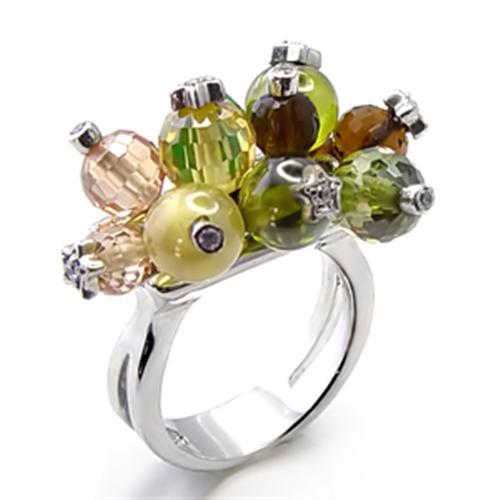 Rhodium Brass Ring with AAA Grade CZ in Multi Color