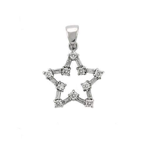 High-Polished 925 Sterling Silver Pendant with AAA Grade CZ in Clear