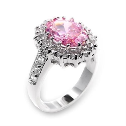 High-Polished 925 Sterling Silver Ring with AAA Grade CZ in Rose