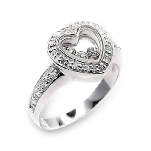 High-Polished 925 Sterling Silver Ring with AAA Grade CZ in Clear