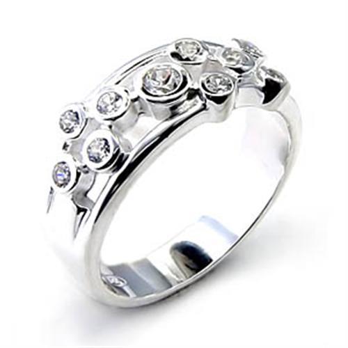High-Polished 925 Sterling Silver Ring with AAA Grade CZ in Clear