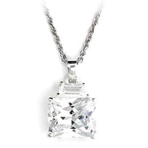 High-Polished 925 Sterling Silver Pendant with AAA Grade CZ in Clear