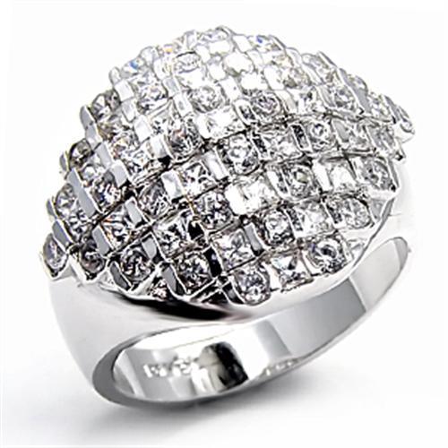 Rhodium Brass Ring with AAA Grade CZ in Clear
