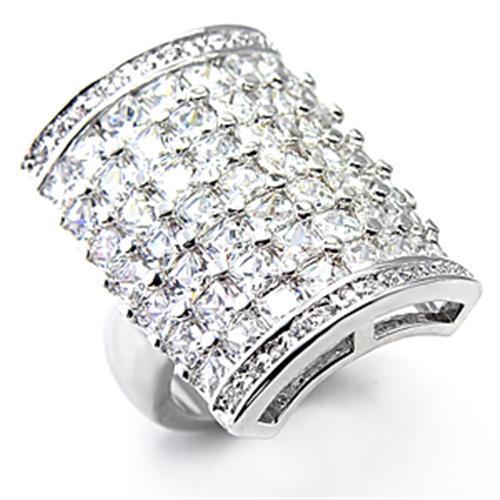 Rhodium Brass Ring with AAA Grade CZ in Clear