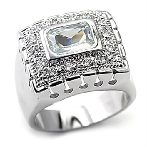 Rhodium 925 Sterling Silver Ring with AAA Grade CZ in Clear