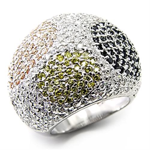 High-Polished 925 Sterling Silver Ring with AAA Grade CZ in Jet