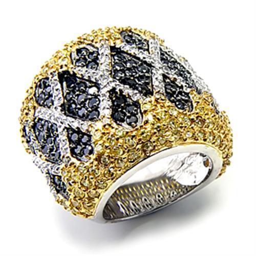 Rhodium+Gold+ Ruthenium 925 Sterling Silver Ring with AAA Grade CZ in Multi Color