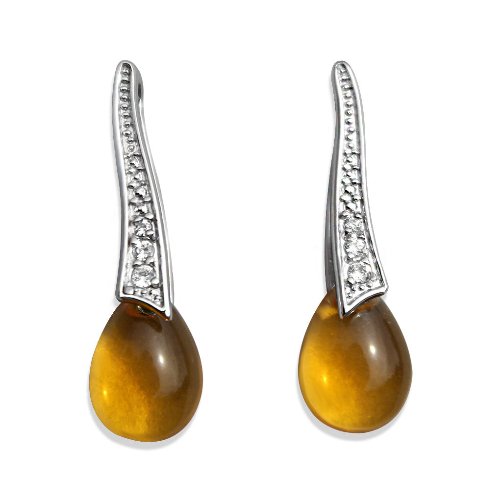 Rhodium Plating 925 Sterling Silver Earrings with AAA Grade CZ in Clear