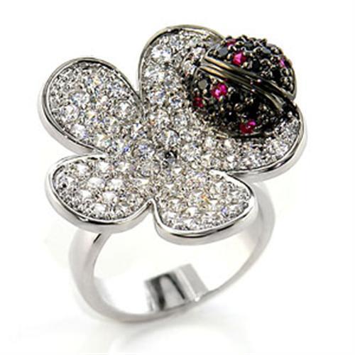 Rhodium + Ruthenium Brass Ring with AAA Grade CZ in Multi Color