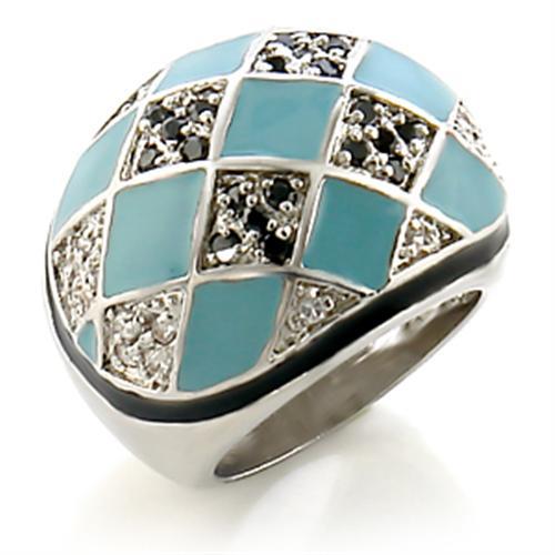 Rhodium Brass Ring with AAA Grade CZ in Jet