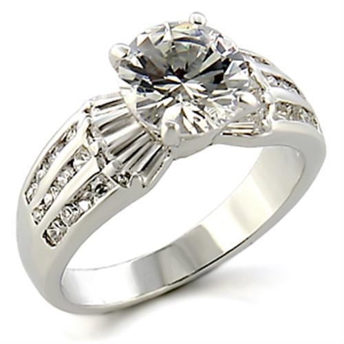 Rhodium Brass Ring with AAA Grade CZ in Clear