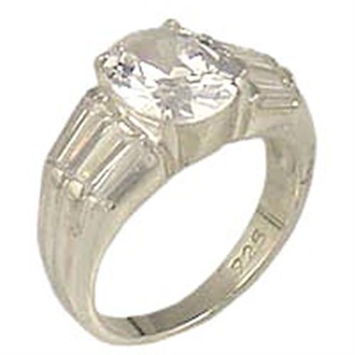 High-Polished 925 Sterling Silver Ring with AAA Grade CZ in Clear