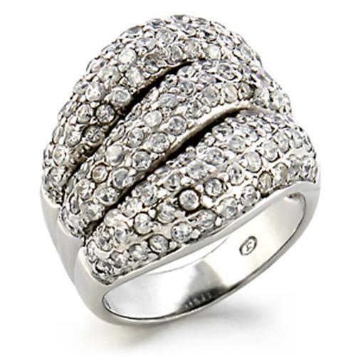 Rhodium Brass Ring with AAA Grade CZ in Clear
