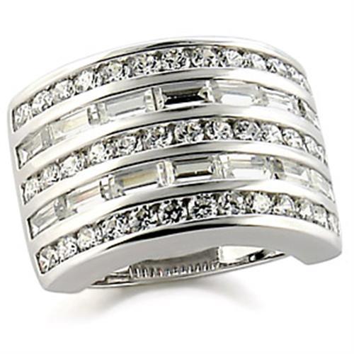 Rhodium Brass Ring with AAA Grade CZ in Clear