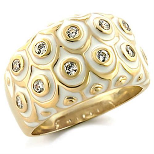 Gold Brass Ring with AAA Grade CZ in Clear