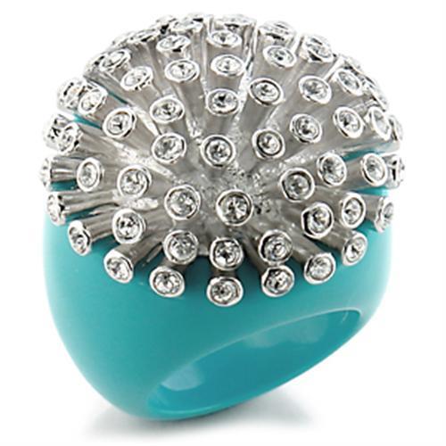 Rhodium Brass Ring with Top Grade Crystal in Clear