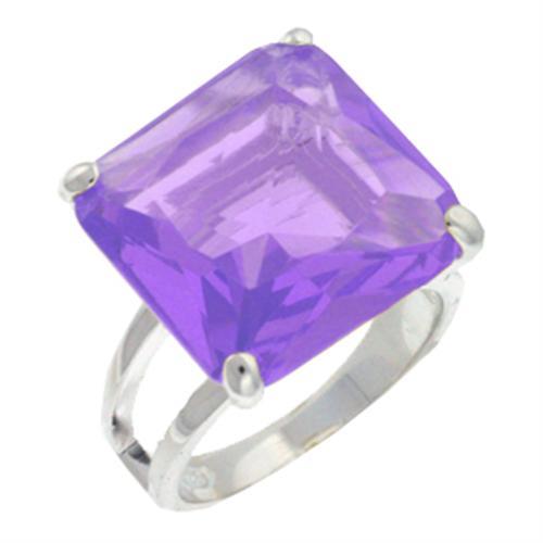 High-Polished 925 Sterling Silver Ring with AAA Grade CZ in Amethyst