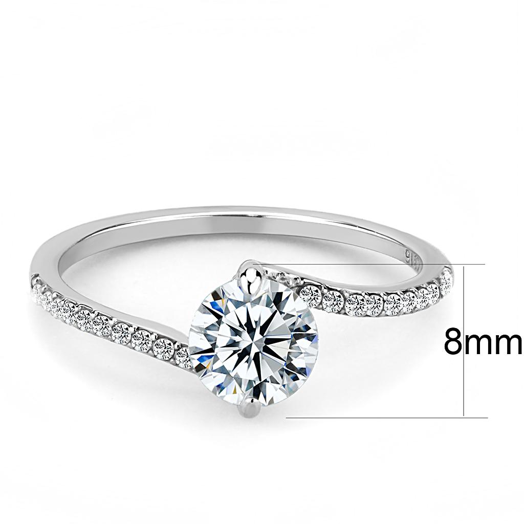 High polished (no plating) Stainless Steel Ring with AAA Grade CZ in Clear