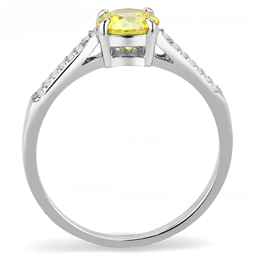 High polished (no plating) Stainless Steel Ring with AAA Grade CZ in Topaz