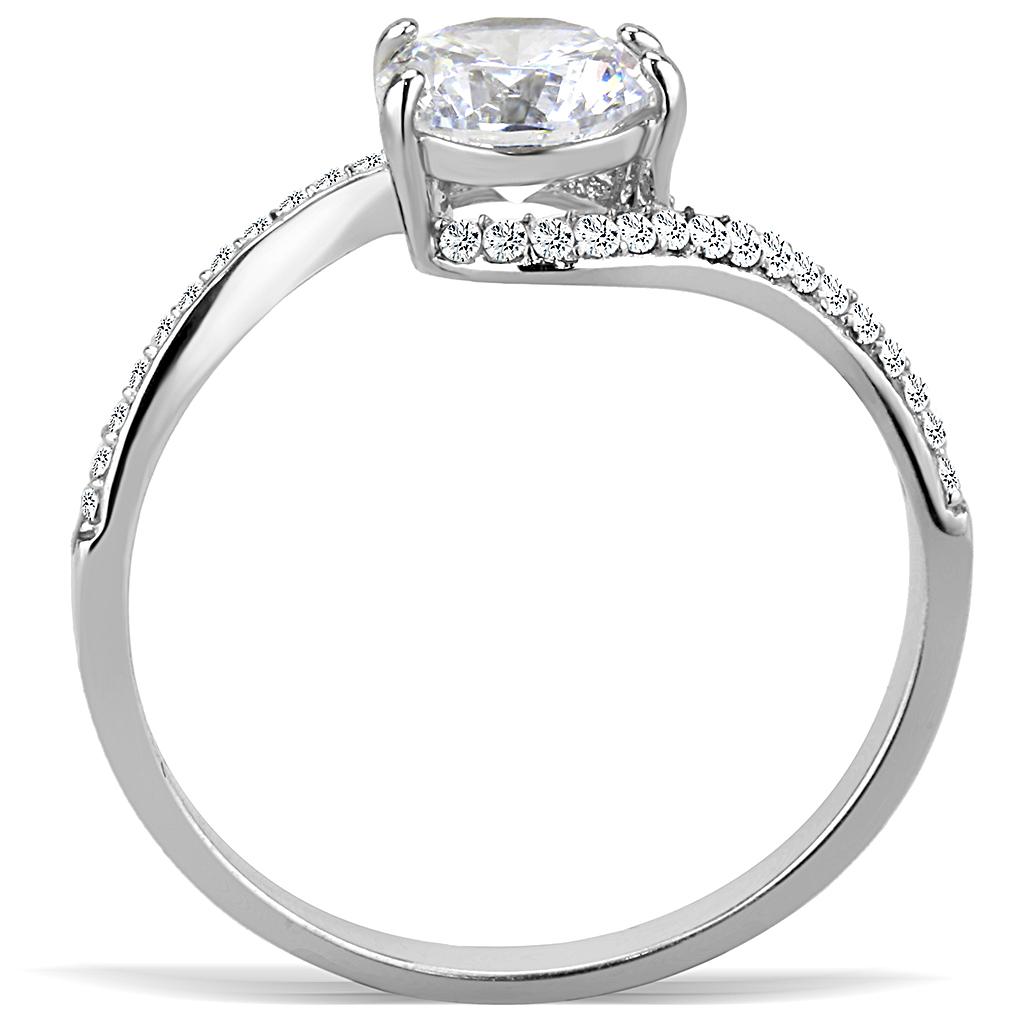 High polished (no plating) Stainless Steel Ring with AAA Grade CZ in Clear