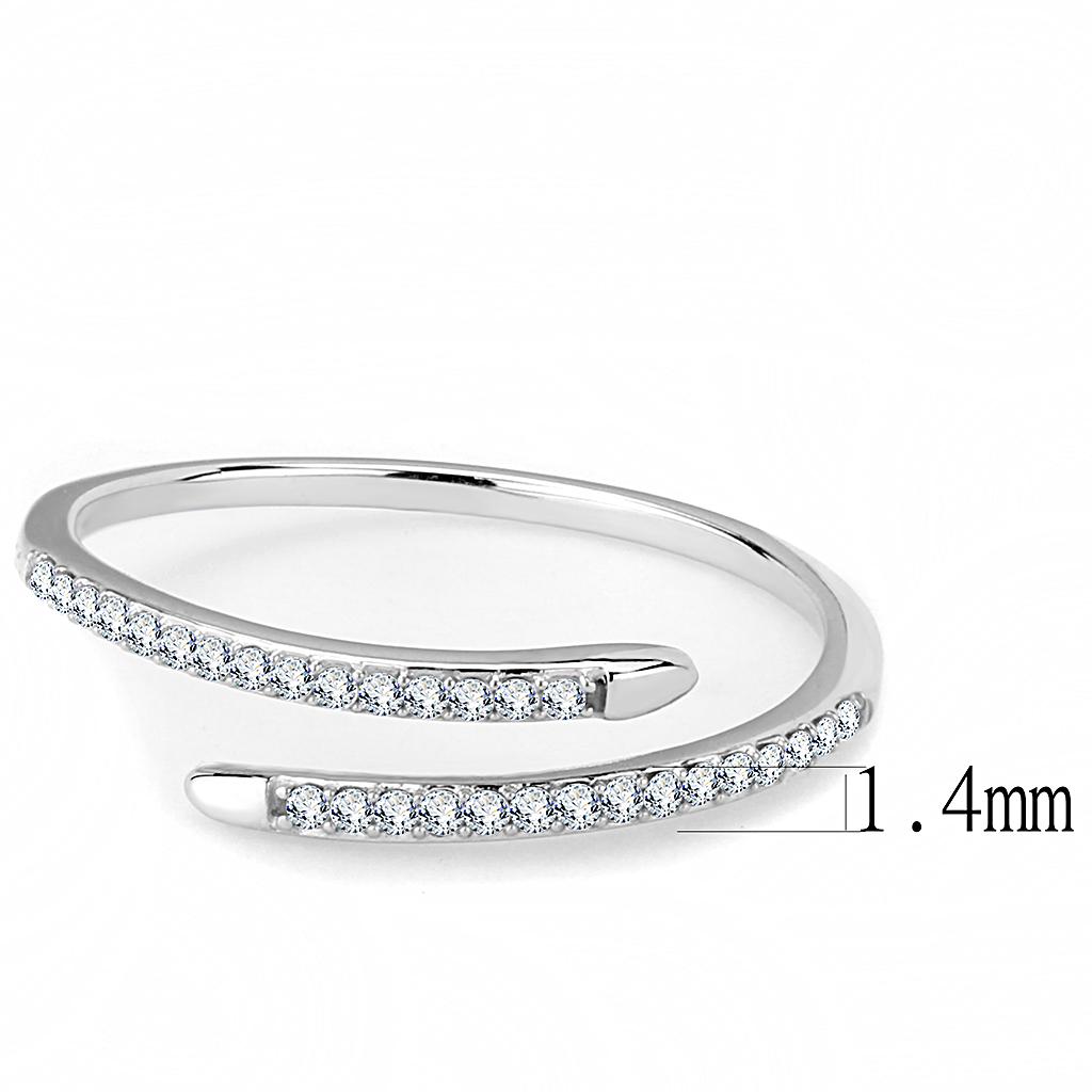 High polished (no plating) Stainless Steel Ring with AAA Grade CZ in Clear