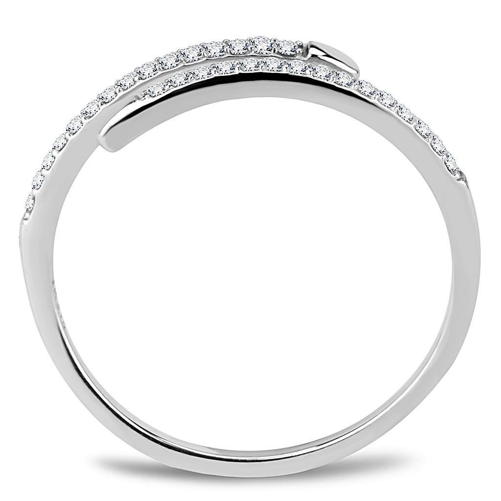 High polished (no plating) Stainless Steel Ring with AAA Grade CZ in Clear