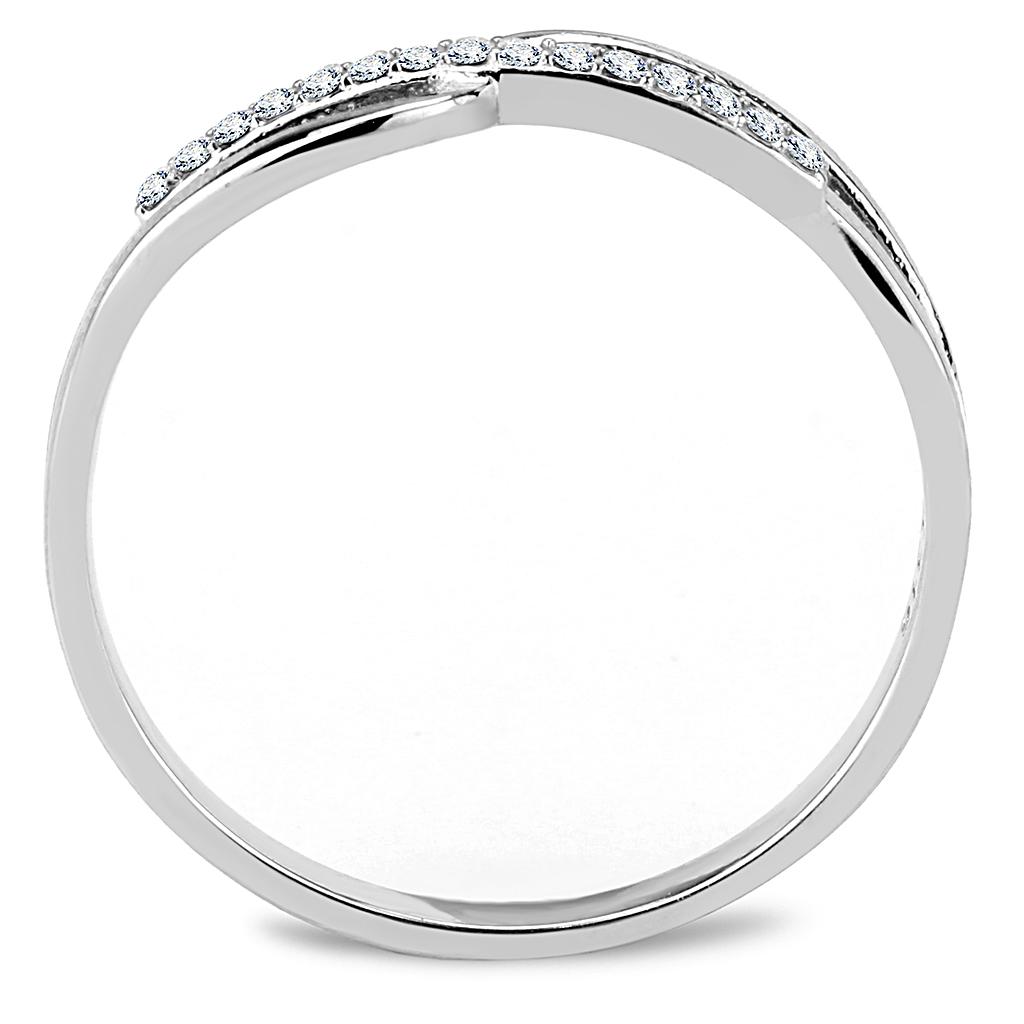 High polished (no plating) Stainless Steel Ring with AAA Grade CZ in Clear