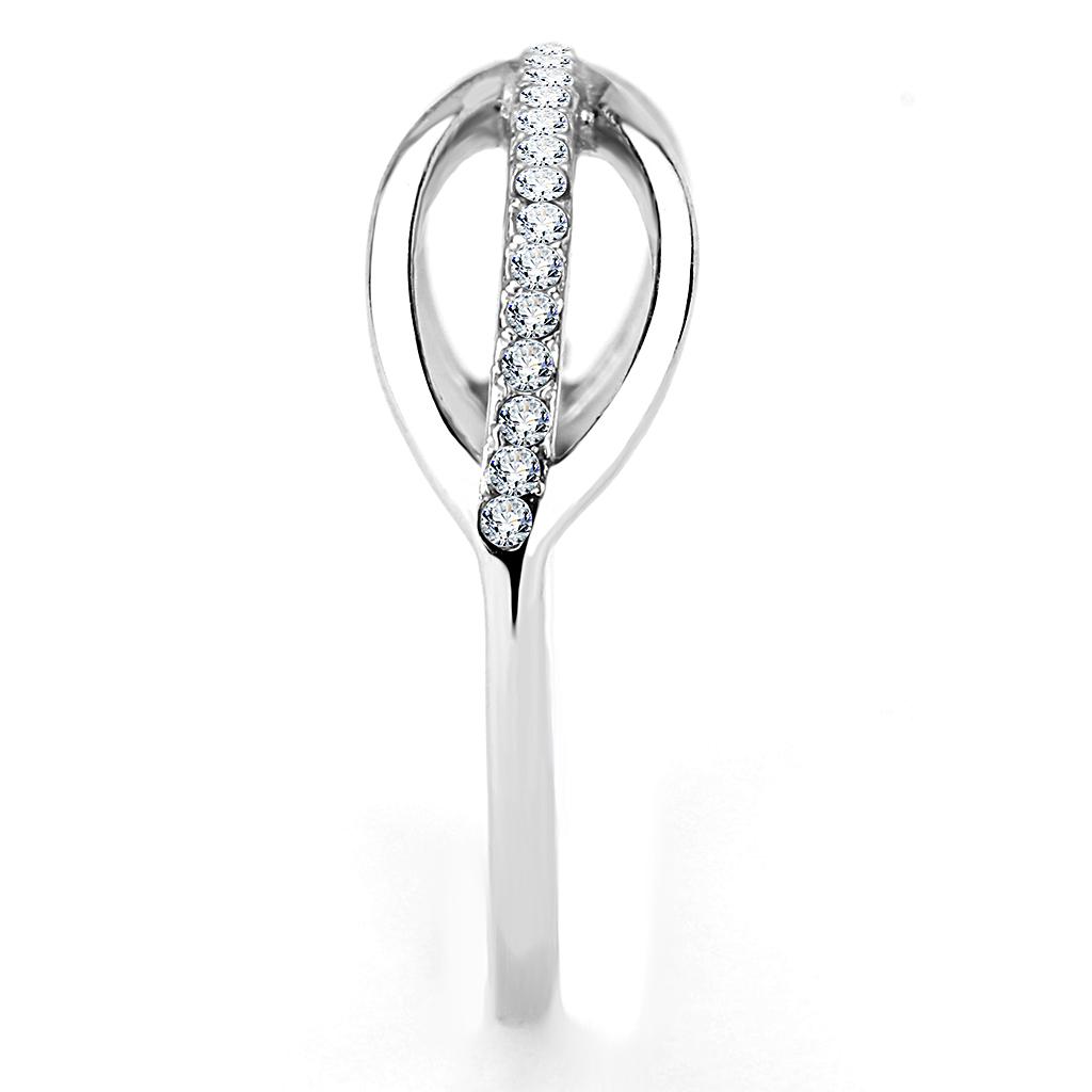 High polished (no plating) Stainless Steel Ring with AAA Grade CZ in Clear