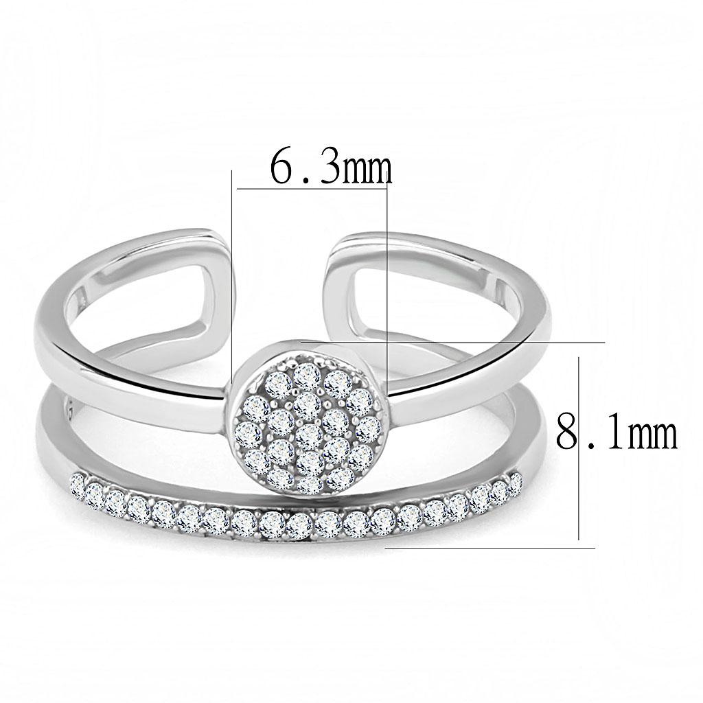 High polished (no plating) Stainless Steel Ring with AAA Grade CZ in Clear