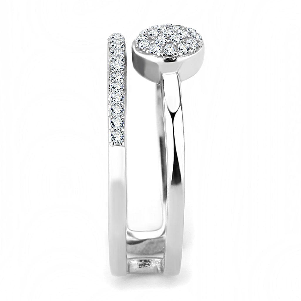 High polished (no plating) Stainless Steel Ring with AAA Grade CZ in Clear
