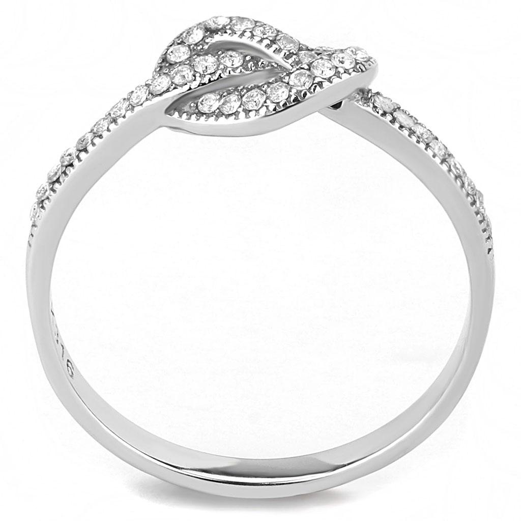 High polished (no plating) Stainless Steel Ring with AAA Grade CZ in Clear